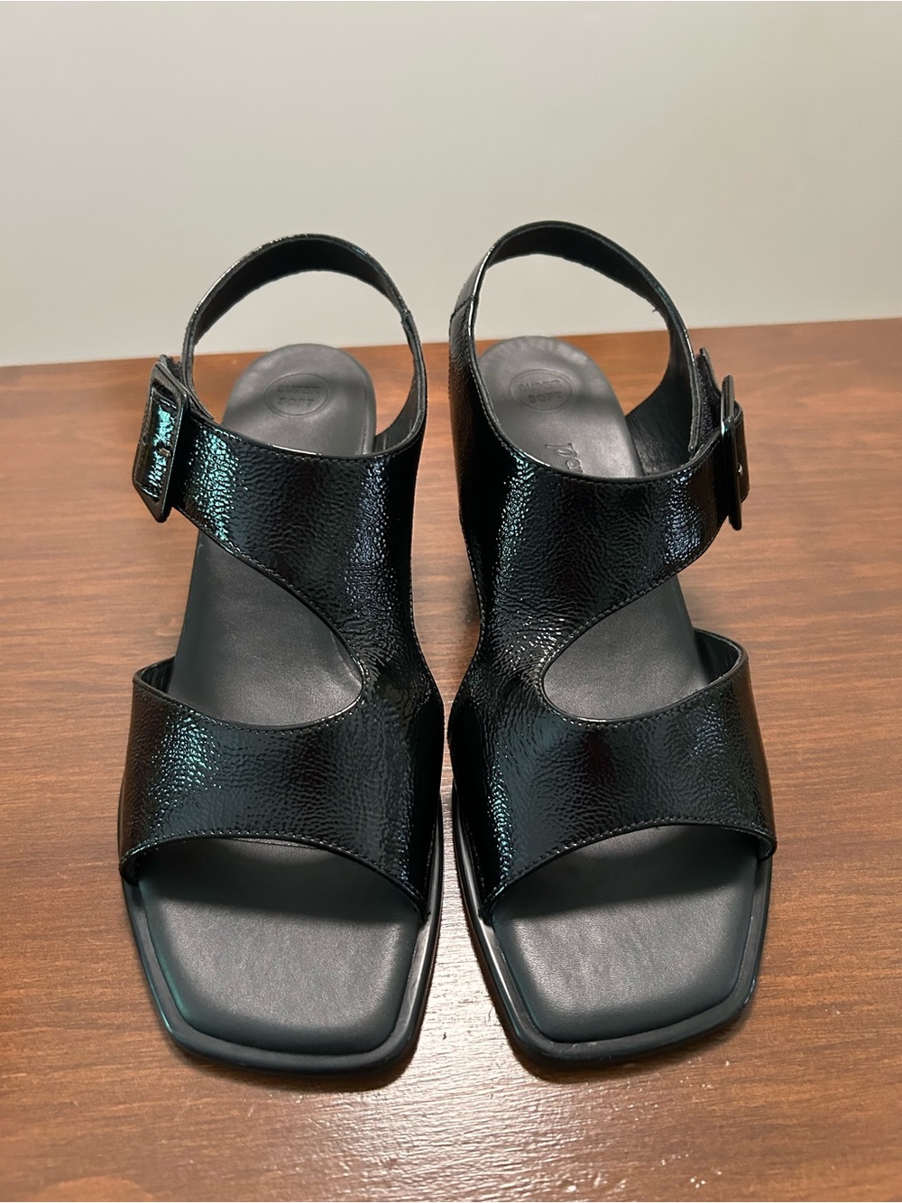 Paul Green “Tanya” Black Patent Leather Slingback Sandals